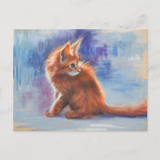 Carte Postale Ginger Kitten dans la lumière pastel (Devant)