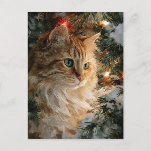 Carte Postale Ginger Maine Coon Noël