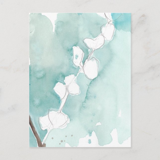 Carte Postale Ginkgo sur Dusty Turquoise - Blanc (Devant)