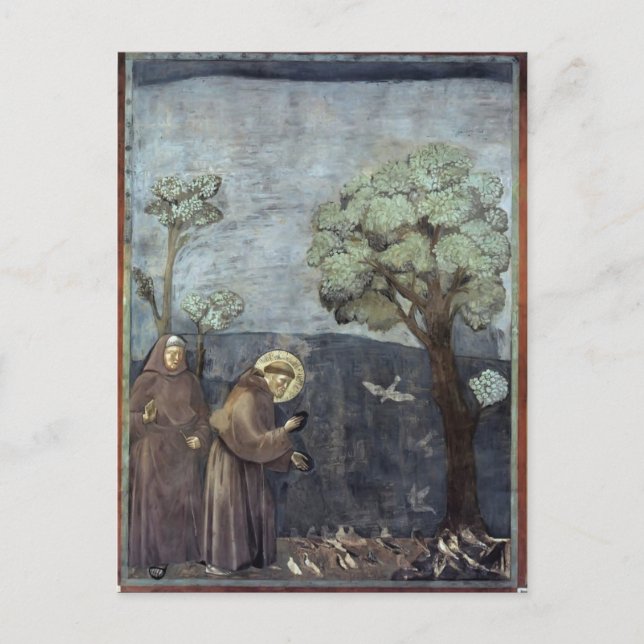 Carte Postale Giotto : Saint François prêchant aux oiseaux (Devant)