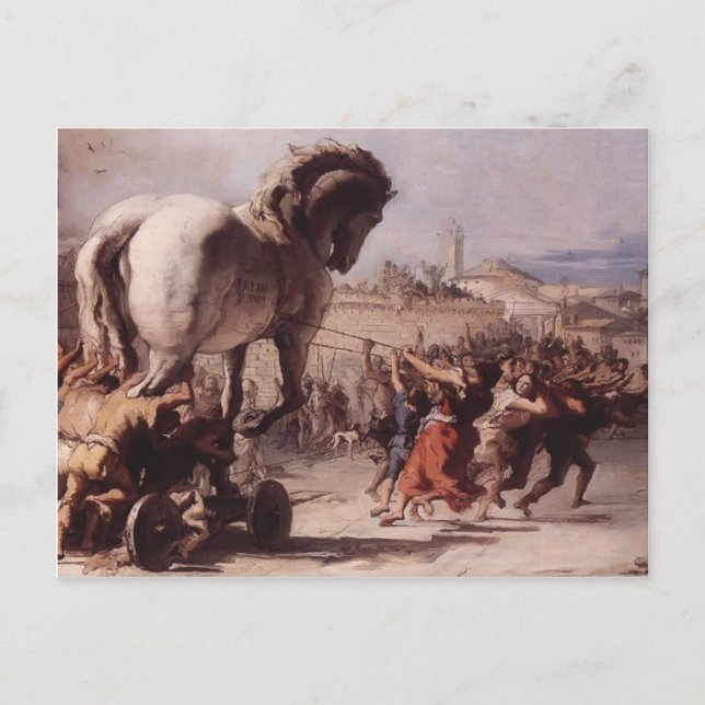 Carte Postale Giovanni Tiepolo- Procession du Cheval de Troie (Devant)