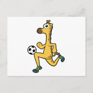 Carte Postale Girafe au sport de football