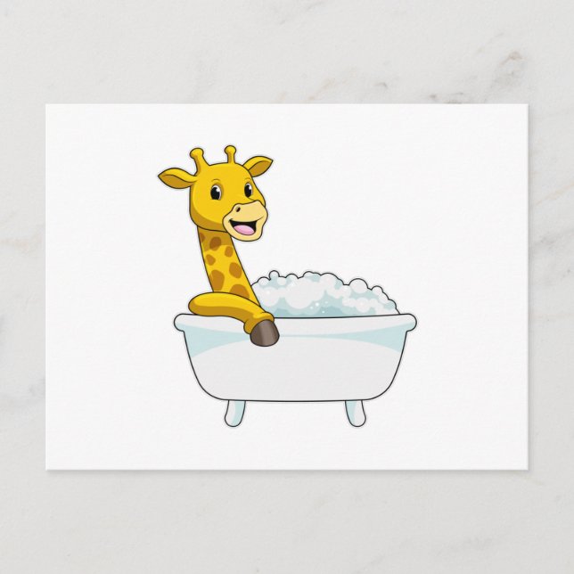 Carte Postale Girafe avec baignoire avec mousse (Devant)