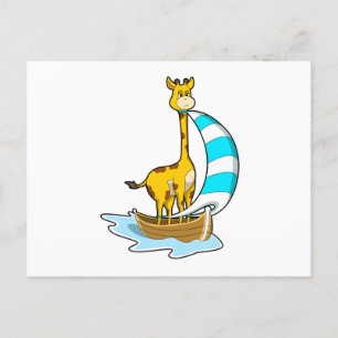 Carte Postale Girafe avec voilier