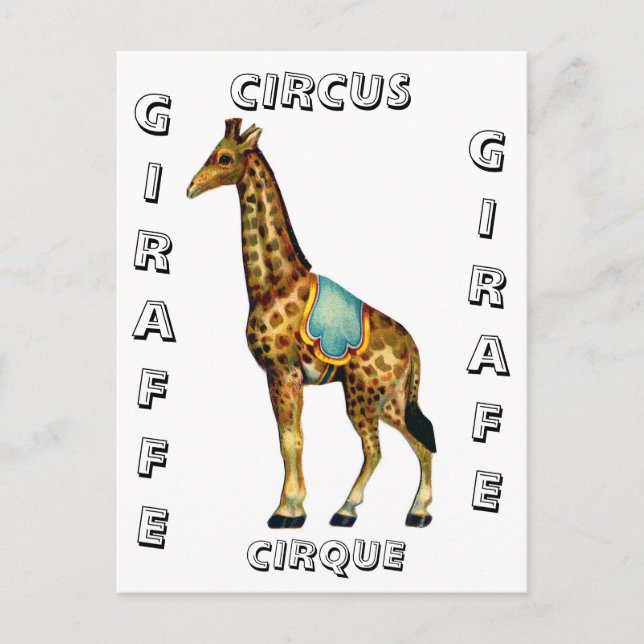 Carte Postale girafe du cirque vintage (Devant)