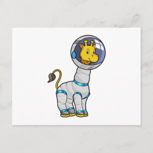Carte Postale Girafe en astronaute dans une sphère de verre