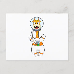 Carte Postale Girafe en astronaute en costume