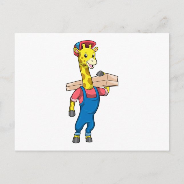 Carte Postale Girafe en Charpentier avec Bois (Devant)