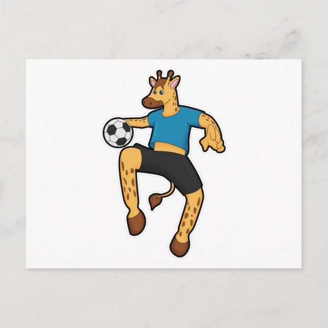Carte Postale Girafe en tant que joueur de football avec ballon  (Devant)