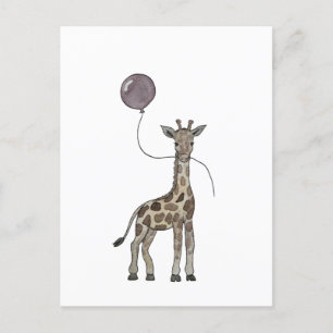 carte postale girafe et ballons
