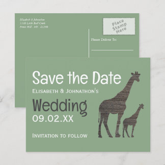 Carte Postale Girafe Safari Argile, Mariage rustique Enregistrer