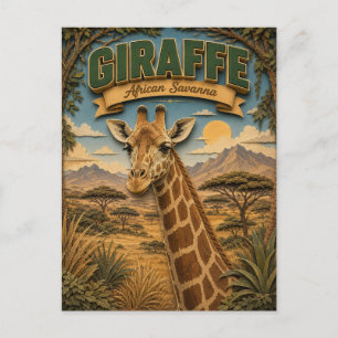 Carte Postale Girafe Savane Africaine POPCUT