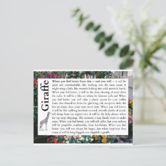 Carte Postale Girafe - Un poème sur le rétablissement