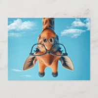 Girafe Vers Le Bas Dans Les Nuages Portant Des Lun