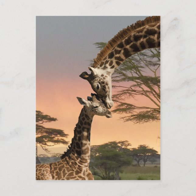 Carte Postale Girafes se saluant (Devant)