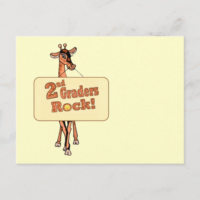 Carte Postale Giraffe "2ème Graders Rock" Design (Devant)