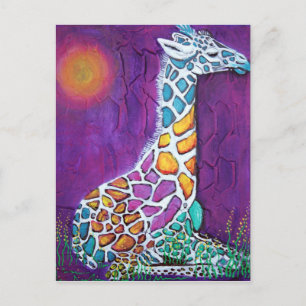 Carte Postale Giraffe arc-en-ciel