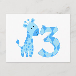 Carte Postale Giraffe Bleue 3e anniversaire