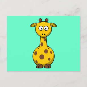Carte Postale Giraffe Cartoon mignonne