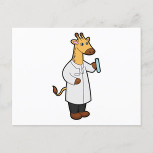 Carte Postale Giraffe comme docteur avec tube d'essai