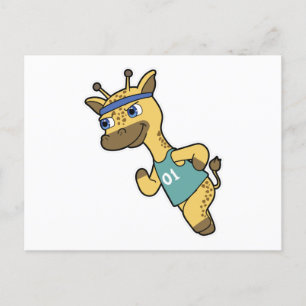 Carte Postale Giraffe en Jogger à Running avec Headband