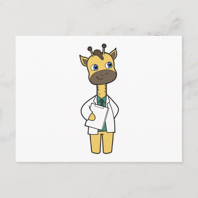 Carte Postale Giraffe en tant que docteur avec Bloc-notes (Devant)