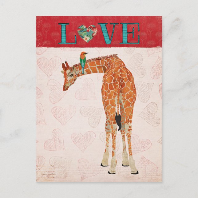 Carte postale GIRAFFE & HUMMINGBIRD LOVE (Devant)