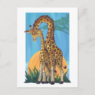 Carte Postale Giraffe maman et bébé