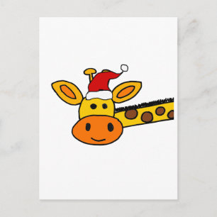 Carte Postale Giraffe mignonne à Santa Hat Carton de Noël