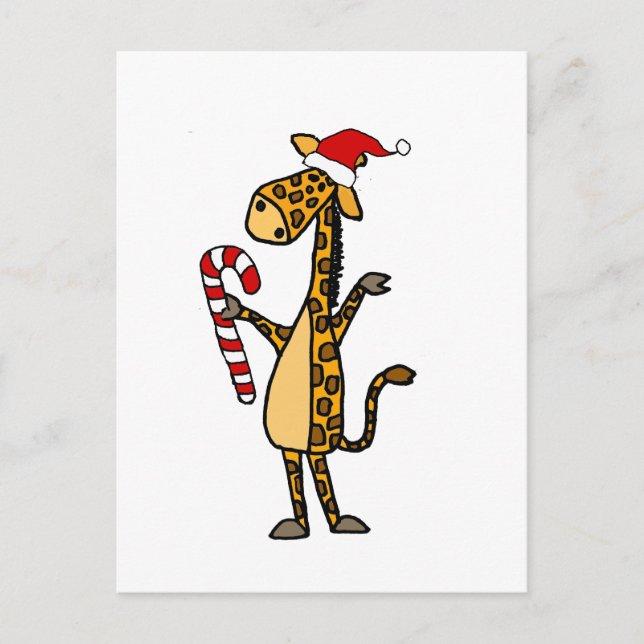 Carte Postale Giraffe mignonne portant le chapeau de Noël Carton (Devant)
