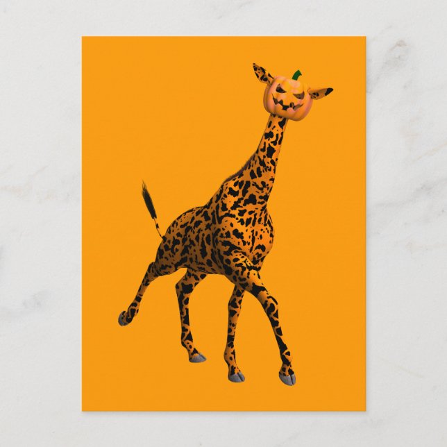 Carte Postale Giraffe Orange Avec Tête Citrouille (Devant)