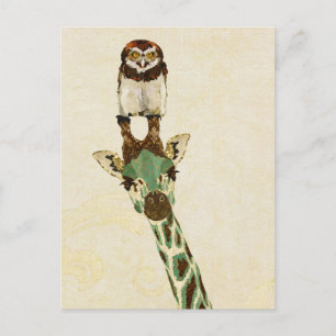 Carte postale GIRAFFE & PETITE OWL