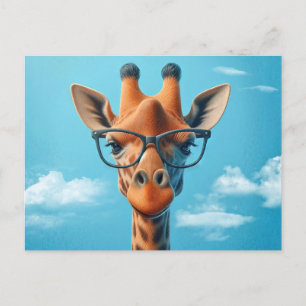 Carte Postale Giraffe portant des lunettes