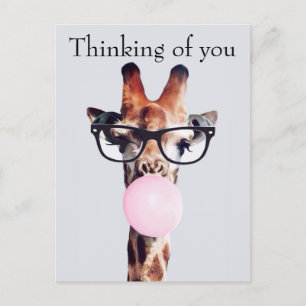 Carte Postale Giraffe Portant des lunettes Penser à vous