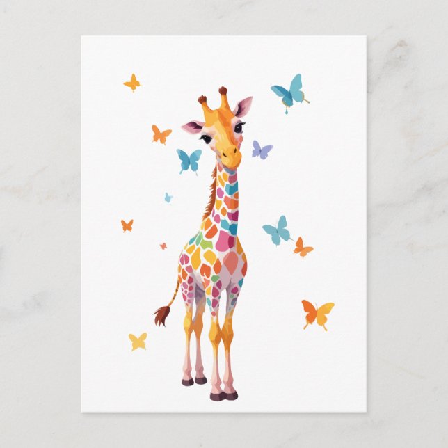 Carte Postale Giraffe Vector Peinture adorable Animaux amusants  (Devant)