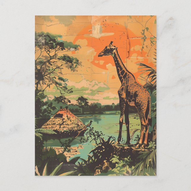 Carte Postale Giraffe vintage (Devant)