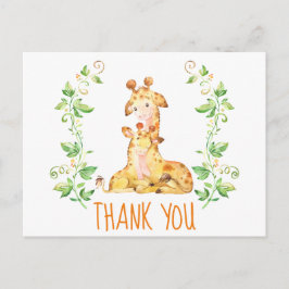 Carte Postale Giraffe Zoo Animaux Baby shower Merci Note