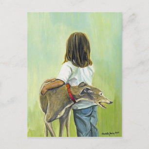 Carte postale "Girl with Greyhound"