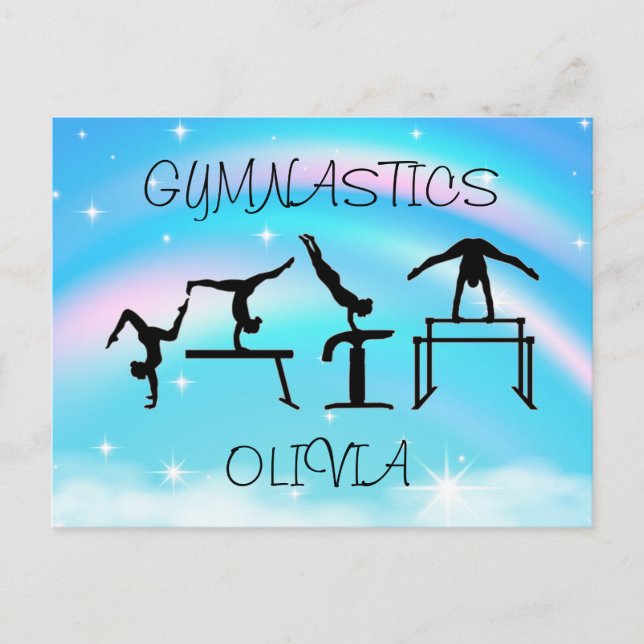 Carte Postale Girls Gymnastique Rainbow Swirls (Devant)