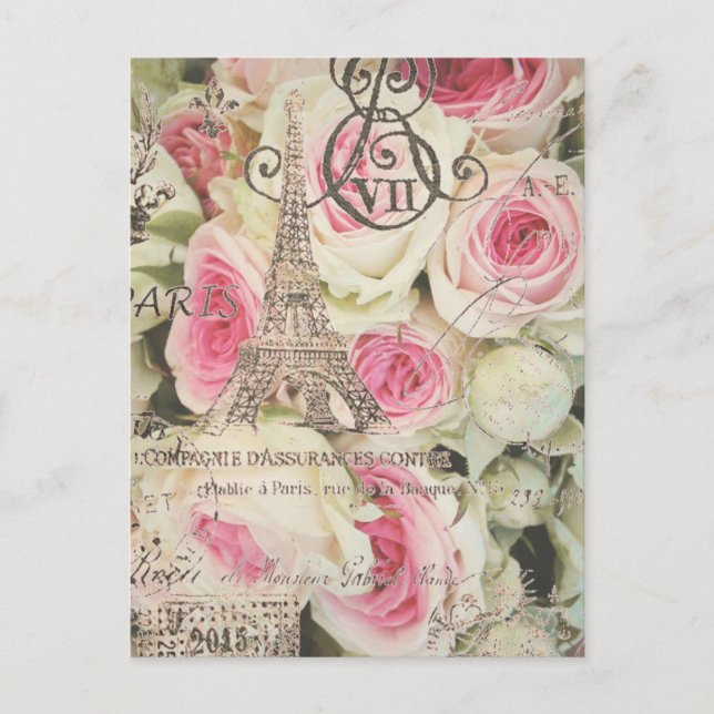 Carte Postale girly chic retro mode paris eiffel tower (Devant)