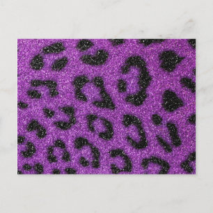 Carte Postale Girly Cute Trendy Purple Glitter Cheetah print
