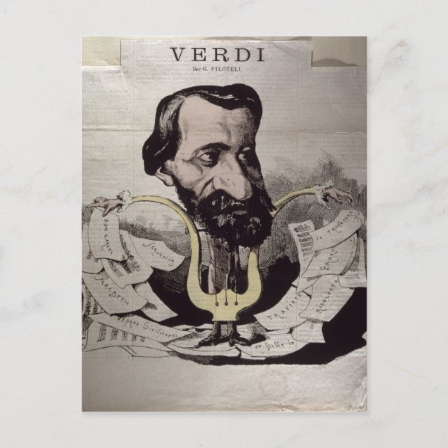 Carte Postale Giuseppe Verdi, caricature, années 1860 (Devant)