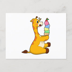 Carte Postale Glace au gaufre de girafe