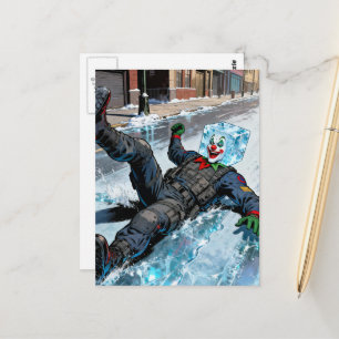 Carte Postale Glace clown drôle tombant sur de la glace 