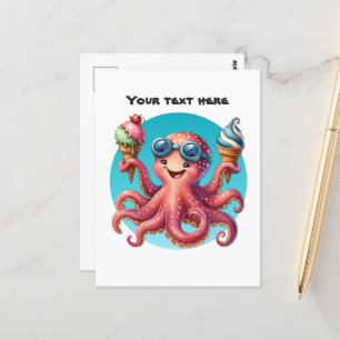 Carte Postale Glace de poulpe mignonne personnalisable 