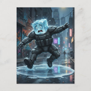 Carte Postale Glace drôle tombant sur de la glace 