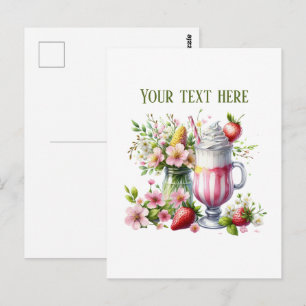 Carte Postale Glace milkshake ajouter un message nom de l'entrep