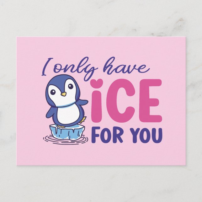 Carte Postale Glacée de pingouin mignonne pour vous Pun Drôle Sa (Devant)