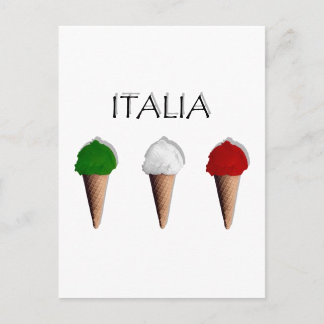 Carte Postale Glaces Gelati Crème glacée drapeau de l'Italie Ita (Devant)