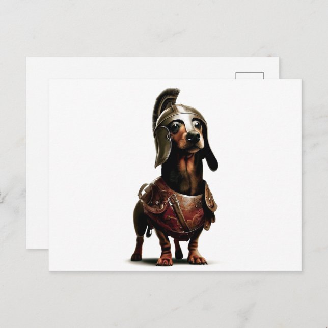 Carte postale Gladiator Dachshund (Devant / Derrière)